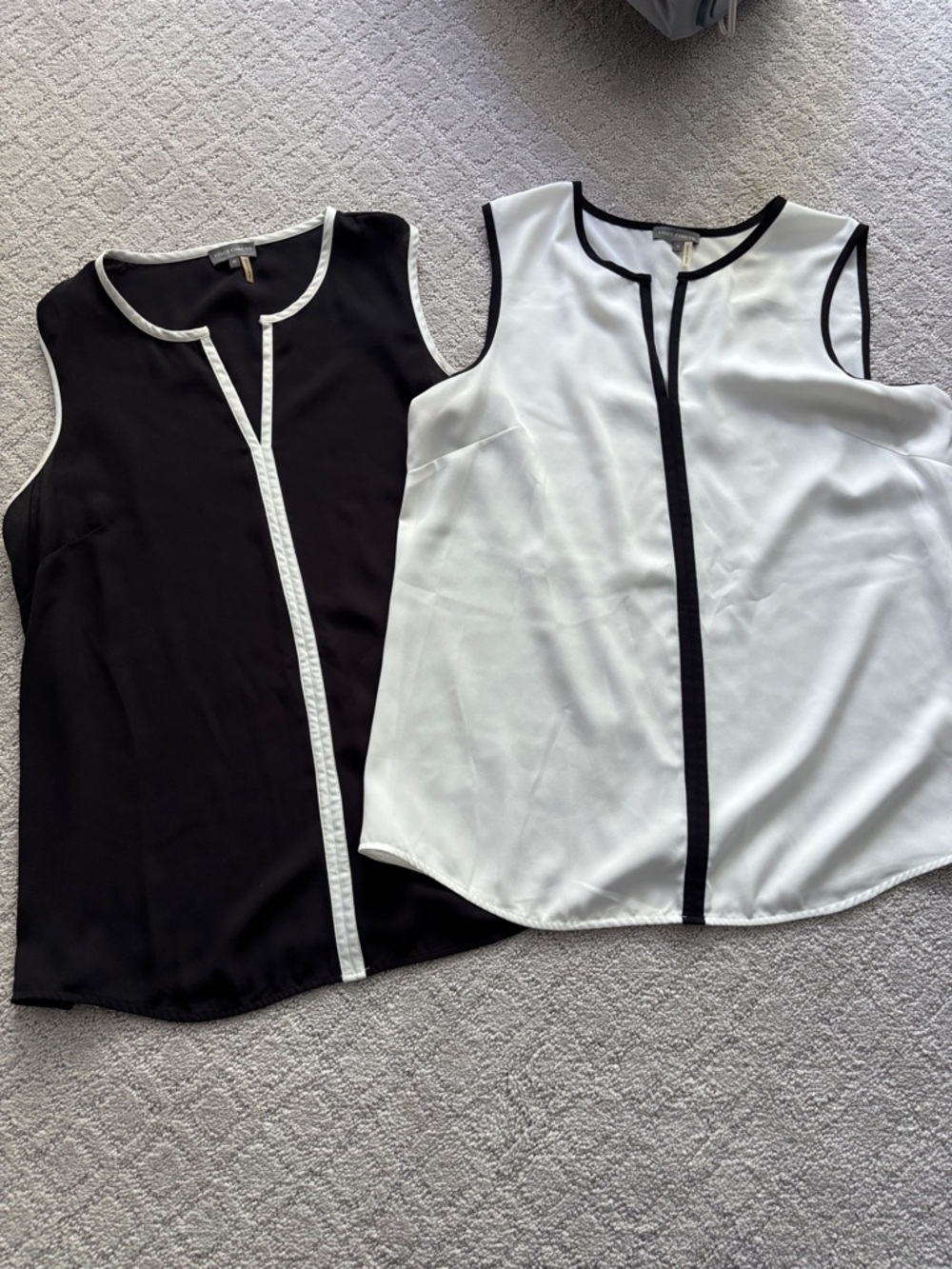 Vince Camuto Sleeveless Contrast Trim Camisole - Black & White - bundle of 2